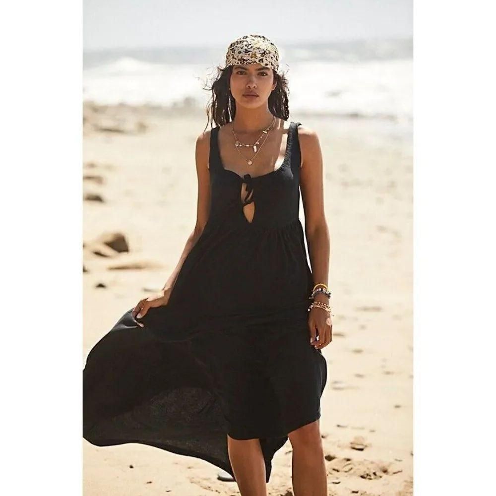 NWT FREE PEOPLE BEACH GEORGIA MAXI DRESS IN BLACK
